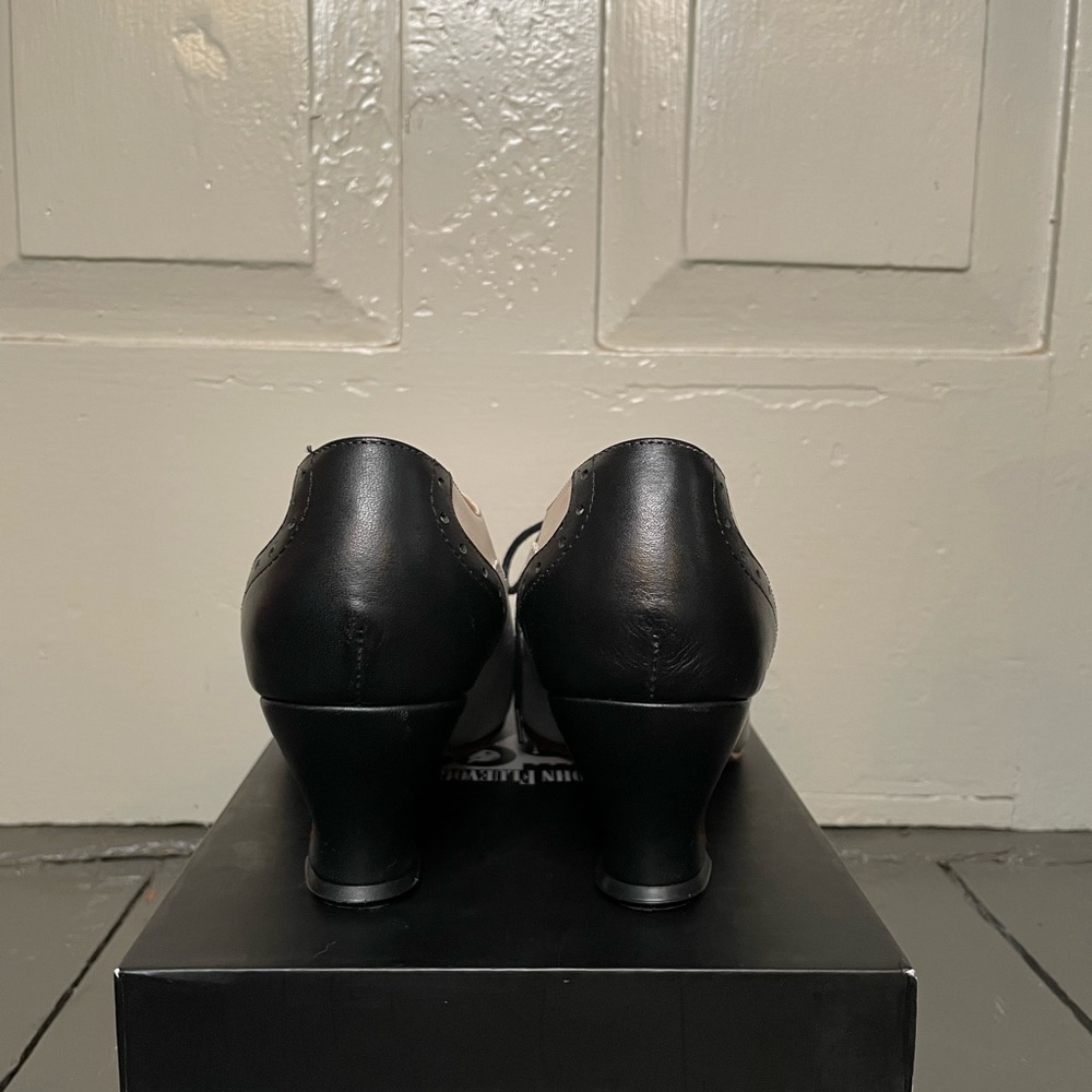 John Fluevog Black and Cream Heels - Picture 3 of 5